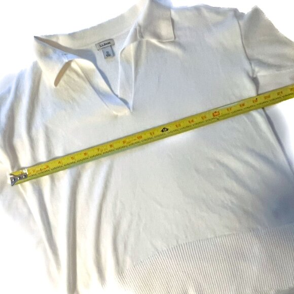 L.L. Bean Cotton/Cashmere Polo Collared Sweater Extra Small Sea Salt - Picture 7 of 10